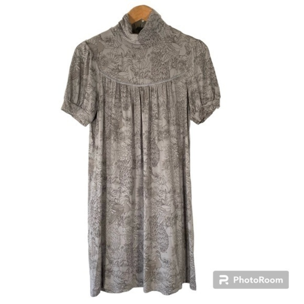 ELLAβ MOSS Anthropologie Peacock Print Babydoll Mini Dress M